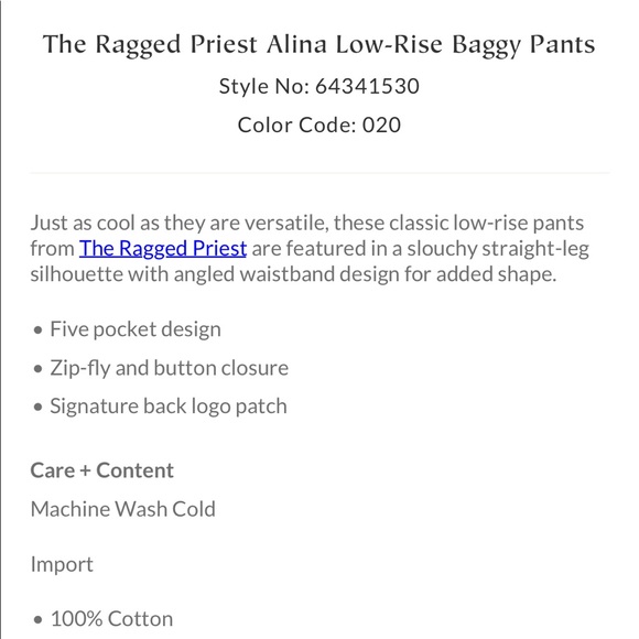 • ragged priest low rise baggy asymmetrical closure pants • - Picture 6 of 6
